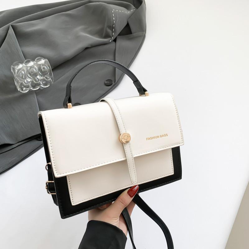 Chic Color Block Vintage Small Square Handbag For Women With Single Shoulder Strap