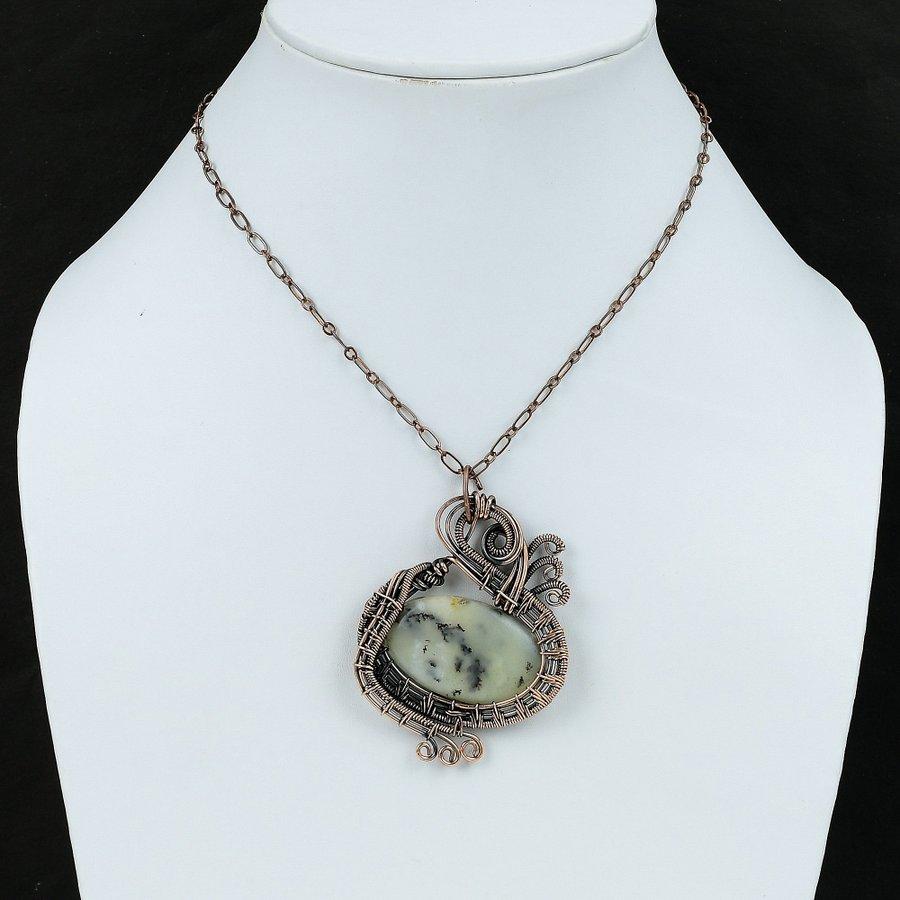 Dendrite Opal Handmade Copper Wire Wrap Jewelry Pendant 2.56" u5A41