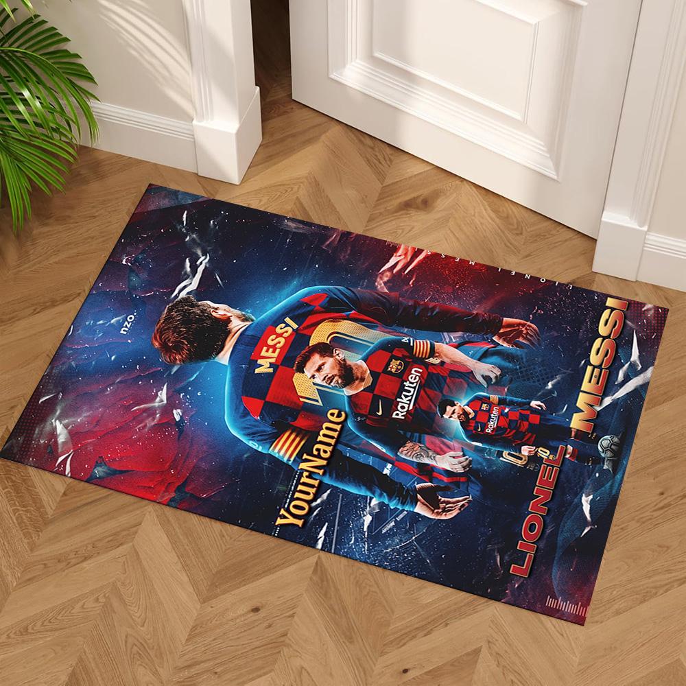 Messi Customize Your Name Area Rug Design for Outdoor Entryway Kitchen Living Rooms Anti-slip Rug Anime Office Decor Perfect Gift for Women/Men