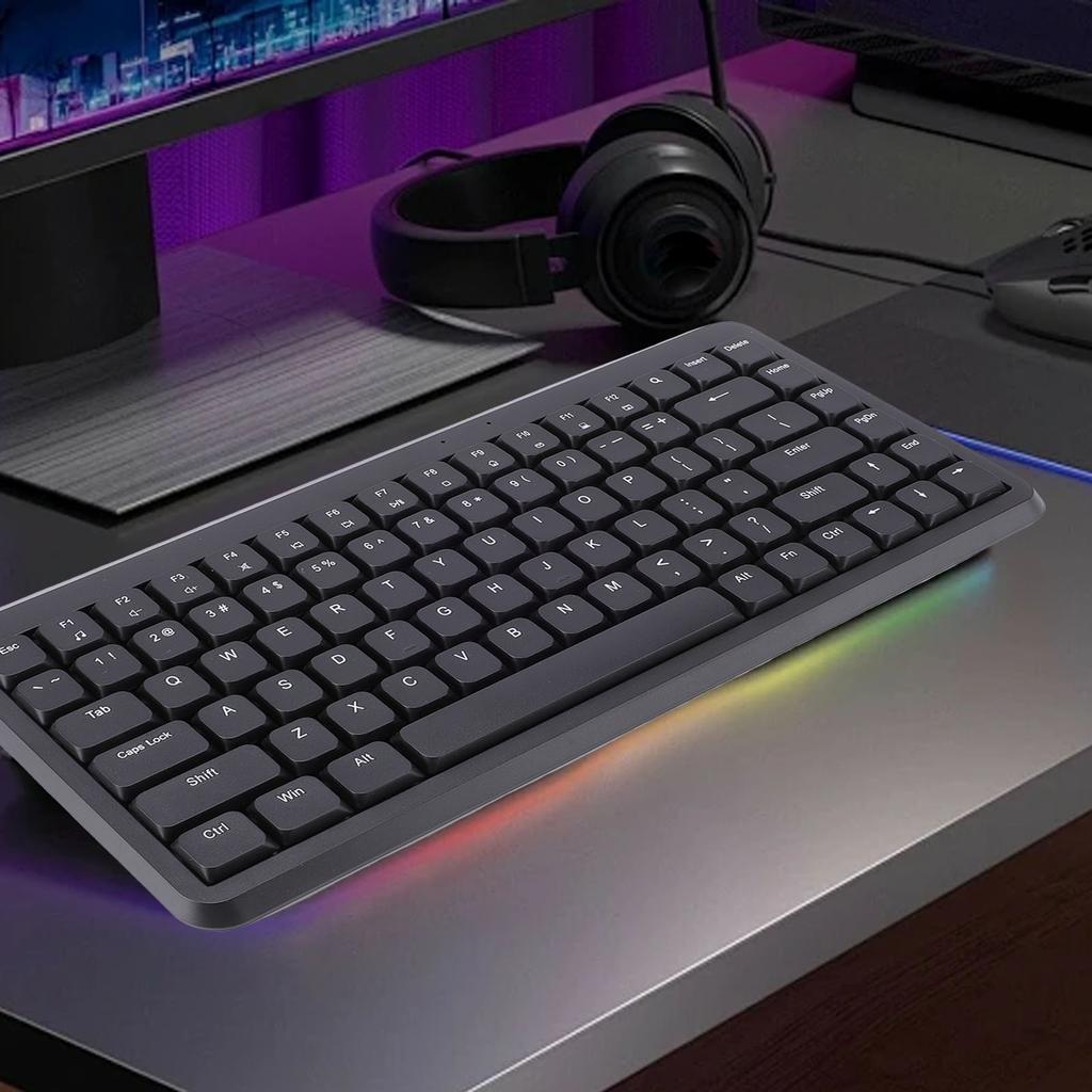 Wireless Keyboard with 2.4G Receiver 75% Compact 84 Keys Silent Scissor Keyboard for Desktop PC Laptop Support for System