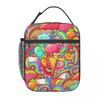 Cartoon Donut Eiscreme Muster Isolierte Lunchtasche für Damen Kinder Tragbare Lebensmittelboxen Thermische Lunchbox Tragetasche