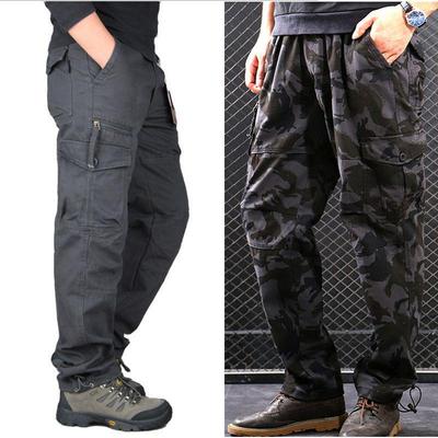 Spring & Autumn Men's Casual Outdoor Work Pants - Loose, Straight-Leg, Multi-Pocket, European & American Plus Size.