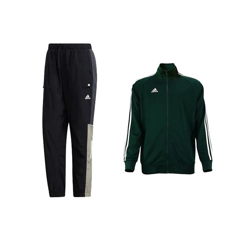 

Adidas Lace-Up Mid-Rise Long Pants Zipper Stand Collar Long Sleeve Casual Sports Suit Men suits Black TR30JR-DGNW+GE0393 M