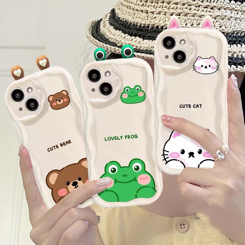 Cute 3D Ears Shy Cat Case for Xiaomi 15T 15 12T Redmi 15 15C Note 15 Pro 5G 4G POCO X7 X6 X5 X3 M3 M4 M6 F6 F7 Pro F8 Ultra