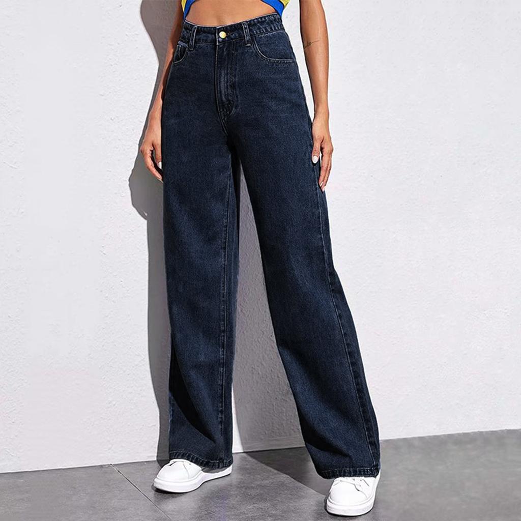 Women's Fashion Straight Casual Versatile Vintage Draped Jeans