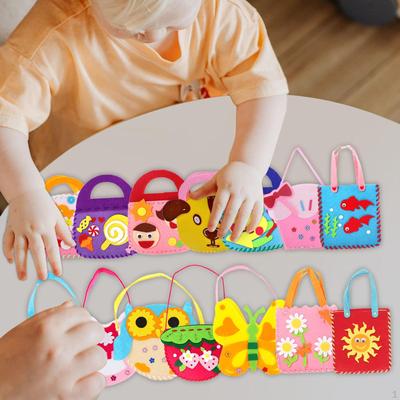 14 bucăți Genți de mână Kit de cusut pentru copii Învățați să coaseți DIY Meșteșuguri Abilități motrice Vârste peste 5 ani Desene animate pentru copii mici