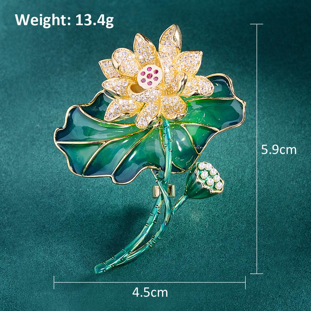 Fashion Crystal Lotus Flower Brooch Pin Rhinestone Brooches Wedding Jewelry Gift