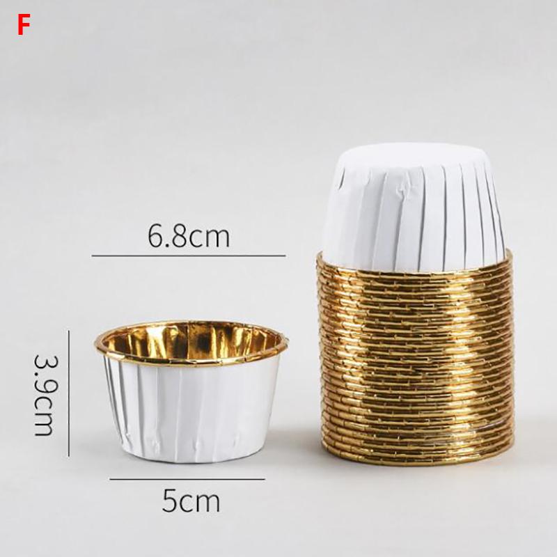 

50 шт. большая алюминиевая фольга 5039, оберточная бумага, золотой вкладыш для кексов, чашка для выпечки