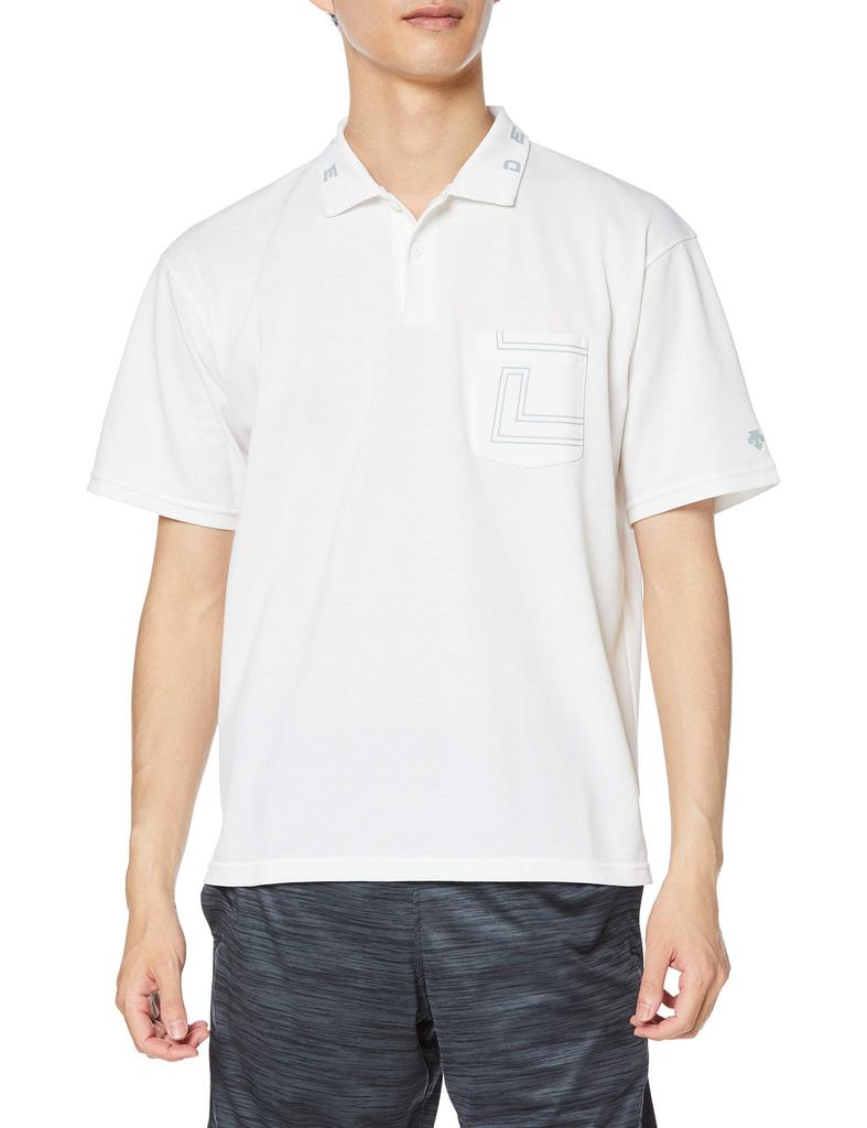 Move Sports Descente DAYS Polo Size S Men's Shirt, Moisture-Wicking, Quick-Drying, DMMPJA79, White/Navy,