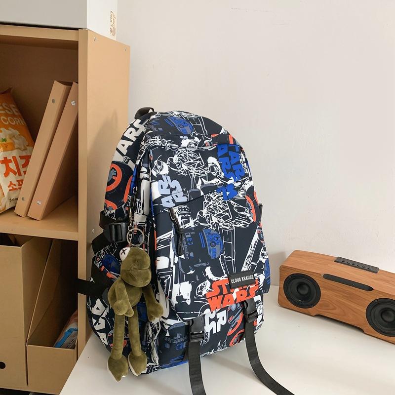 Large Capacity Graffiti Backpack Casual College Students High School Students Junior High School Students School Bag