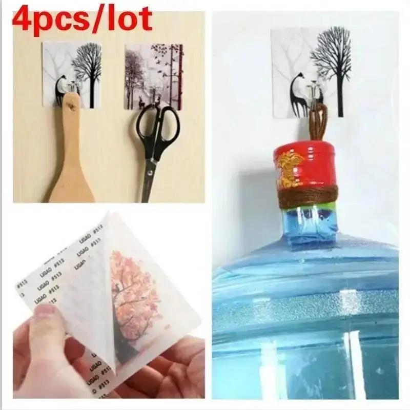 

Новый 4 шт./набор Бытовой удобный крючок на сильном клее без гвоздей, несущая присоска, вешалка для настенного крепления, аксессуары для ванной комнаты RANDOM STLE 4PCS