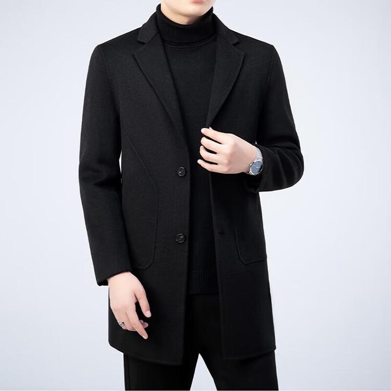 Firstview Men's Mid-Length Double-Faced Wool Lapel Coat