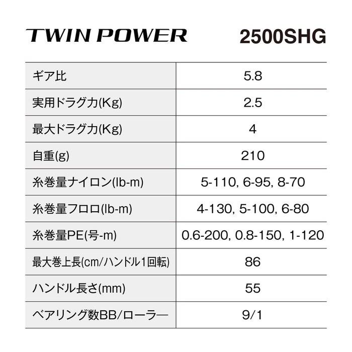 Shimano Spinning Reel 24 Twin Power 2500SHG Black
