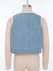 Girls Shiny Rhinestone Stars Denim Vest Buttons Sleeveless Jacket Asymmetrical Waistcoat Birthday Party Top