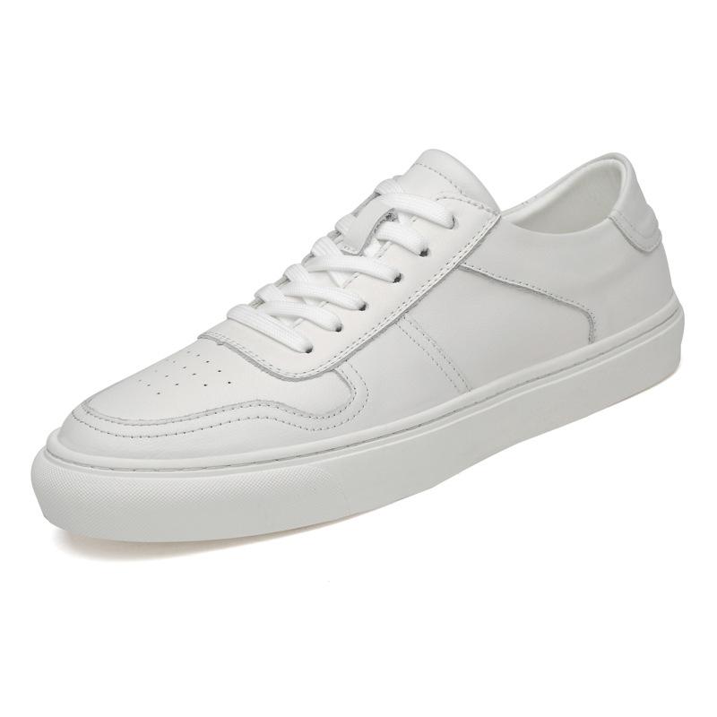 

1011 Men S Shoes Board Shoes Little White Shoes Spring Low-Top Leather First Layer Cowhide Surface Sports Shoes Casual Shoes Sewing Line Tide 37 белый