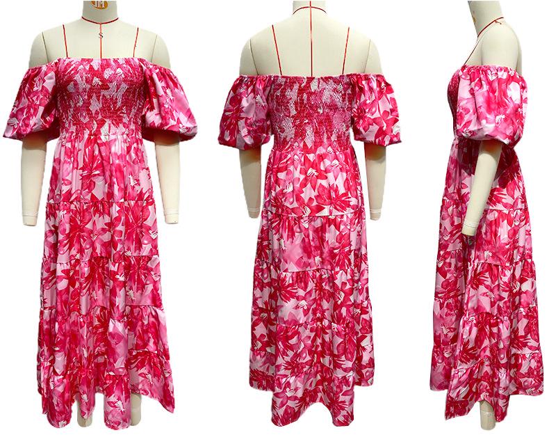 European and American Off-the-Shoulder Puff Sleeve A-Line Summer Dress for Women