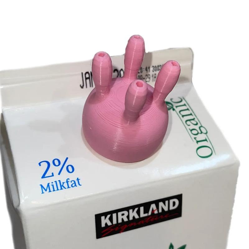 Cow-shaped 3D Printed Milk Cap for Styling Cow Udders - Fun and Functional Kitchen Gadgets for Milk Separation and Bottling