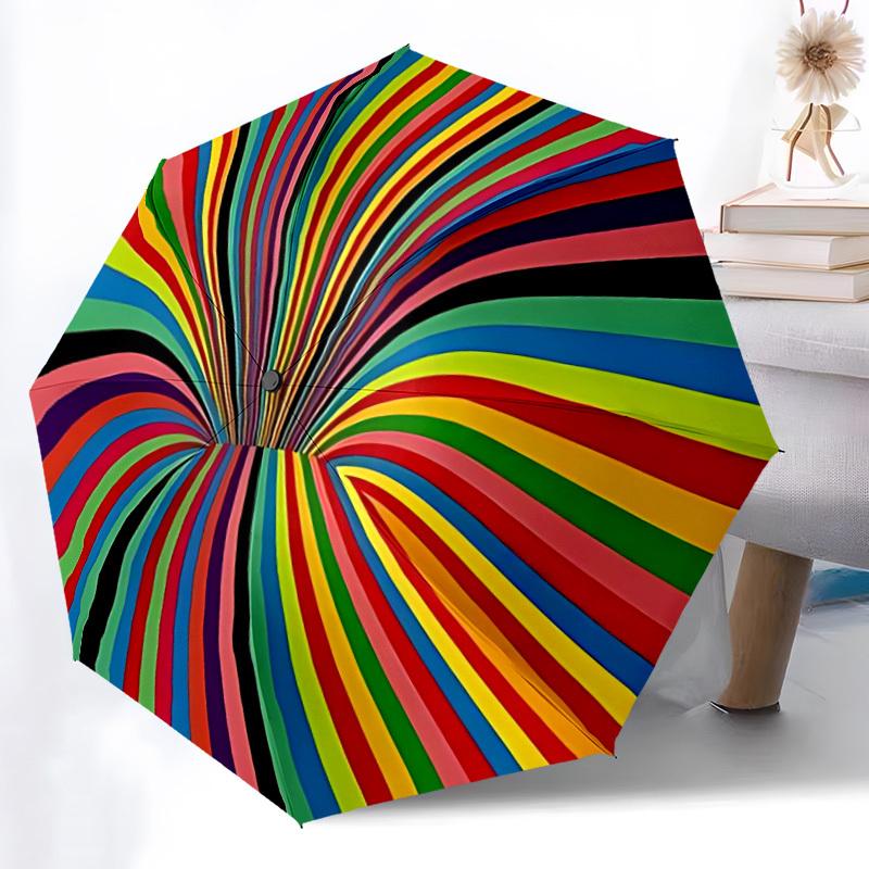1pc Color Wheel Automatic Open/Close Umbrella Compact Folding Umbrella, All-Season Portable Umbrella for Women/Men112