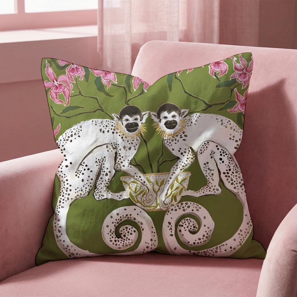 P-Paige G-Gemmel M-Monkey Cushion Cover Multi-Scene Pillow Cover for Home & Car - Reversible, Soft & Durable for Daily Use