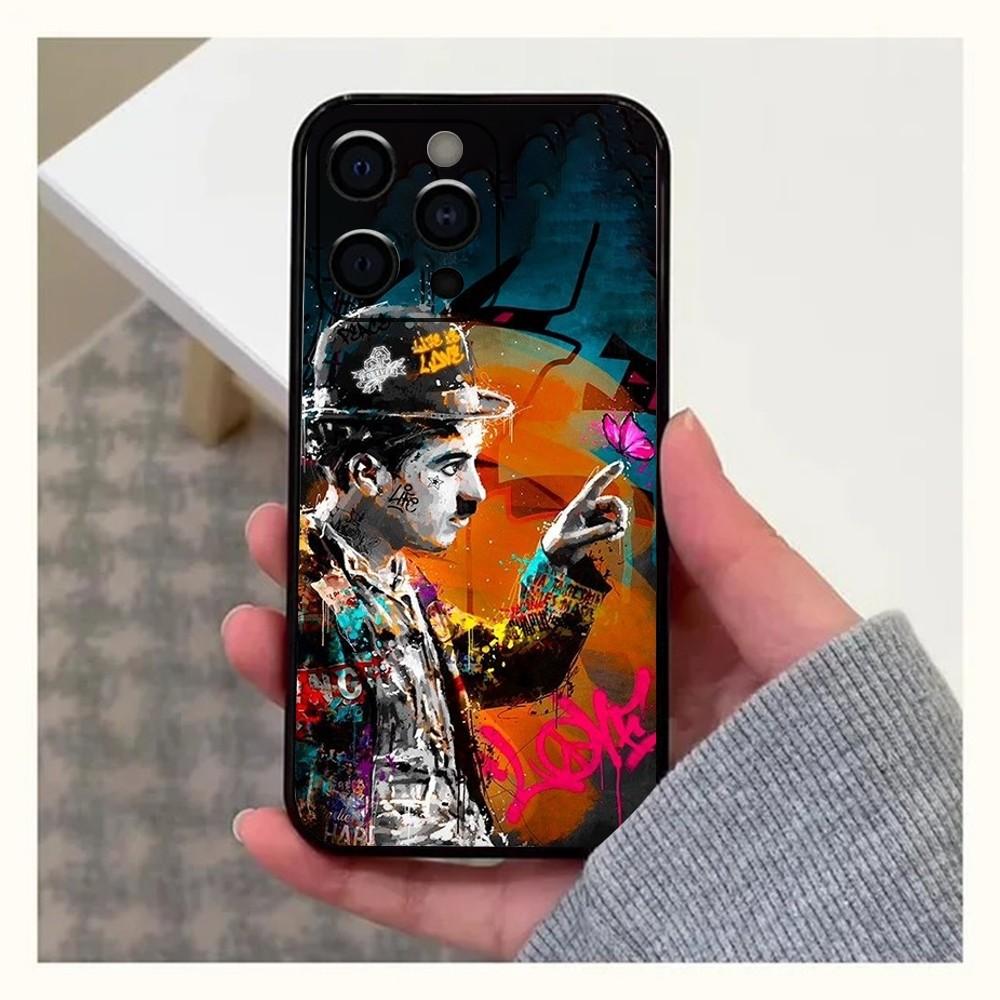 Funny Charlie Chaplin Phone Case For Apple iPhone 15,14,13,12,11,Pro,X,XS,Max,XR,Plus,Mini Soft Black Cover