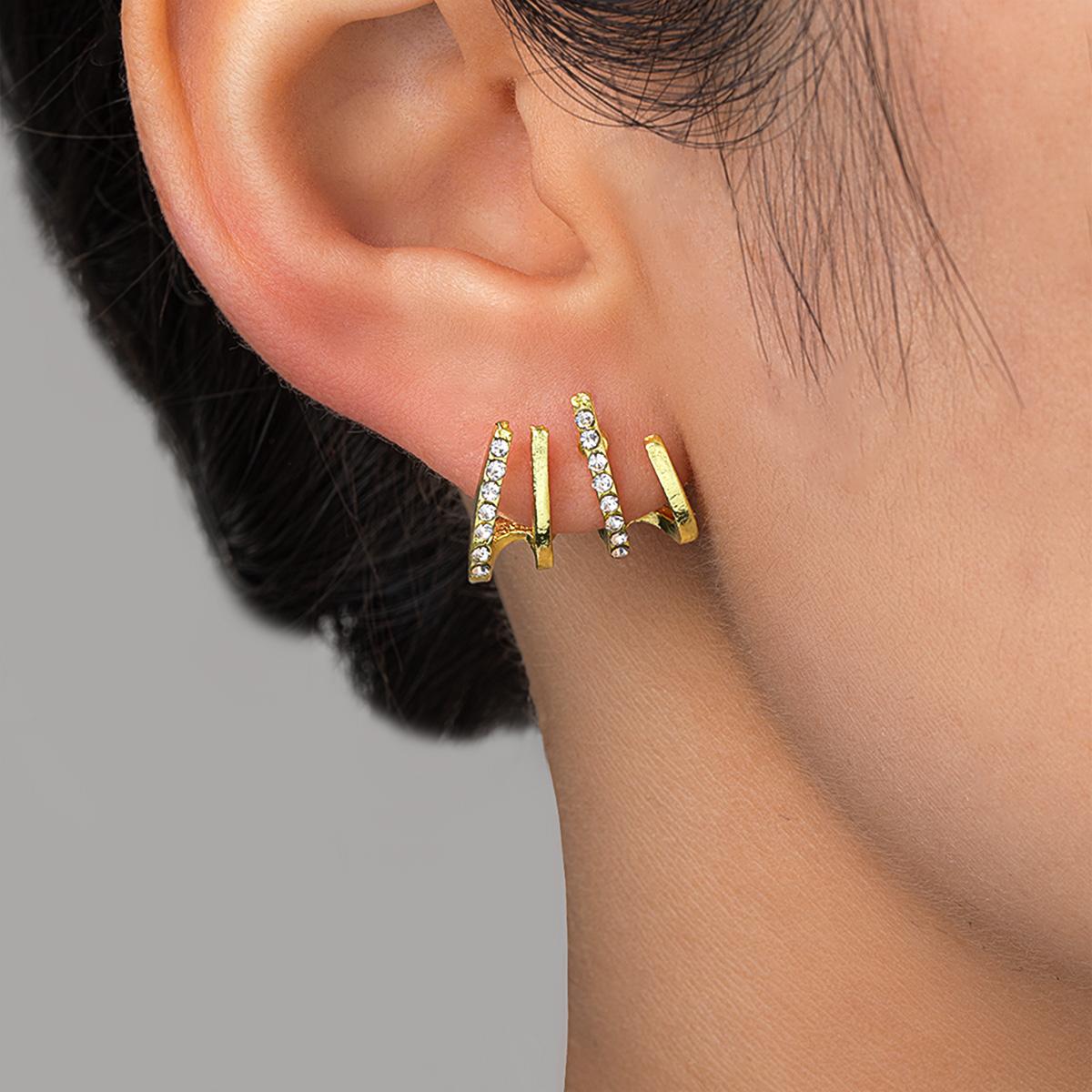 1 pair of versatile U-shaped zircon claw earrings for women, suitable for daily wear during festivals and celebrations