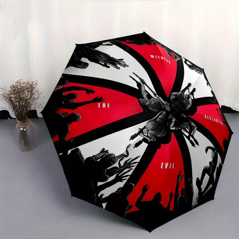 1pc Resident Evil Pattern Umbrella, Fashionable, Personalized, High-Value Folding Umbrella, a Must-Have for Summer, 8-Rib Durable Iron Frame, Tri-Fold