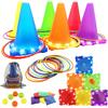 3 In 1 Ball & Ring & Bean Bag Cones Toss Game Play Set with Light Multiple Throwing Target Models Outdoor Family Yard Party Game