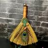 Big Broom Natural Amethyst Life Tree Halloween Peacock Feather Eye Altar Ornament  Witch Mini Broom Home Decoration Handicrafts
