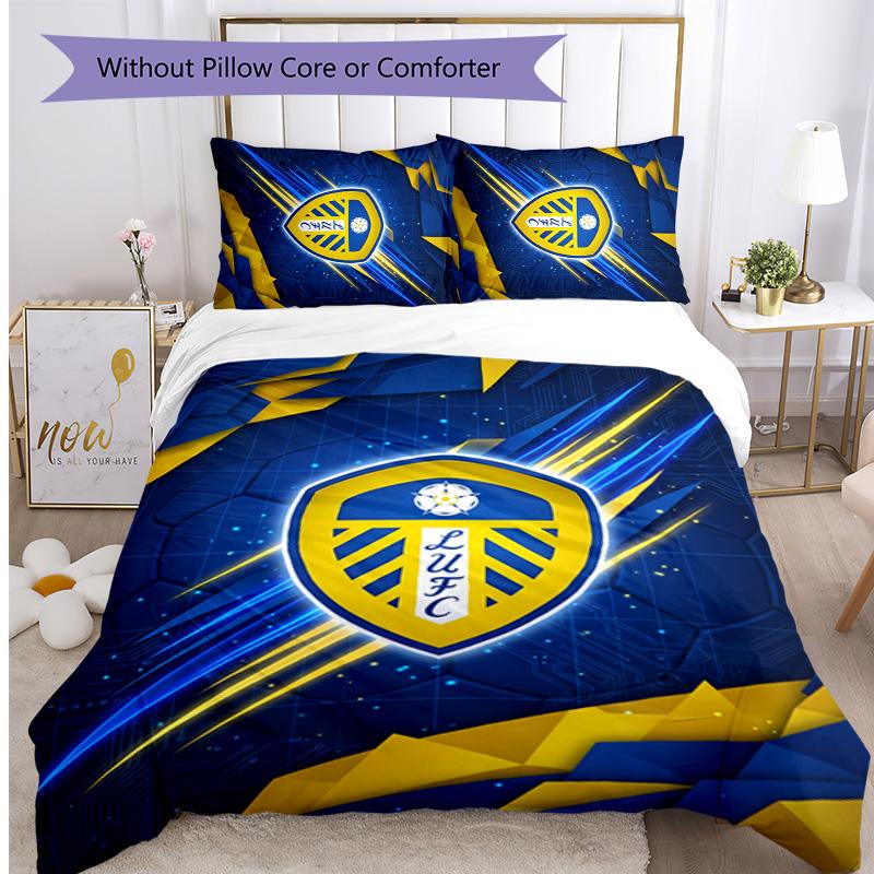 Juego de Ropa de Cama Estampado de Leeds United Football de 3 Piezas, Cómodo y Amigable con la Piel Juego de Funda Nórdica para Dormitorio