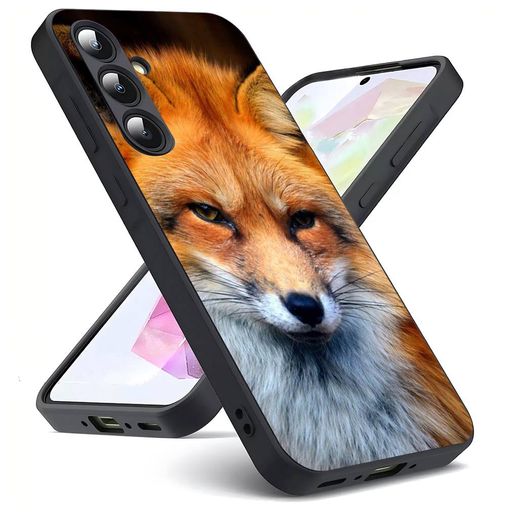 Animal Fox Luxury Black Phone Case For Samsung Galaxy S23 S24 S25 Ultra S22 Plus S21