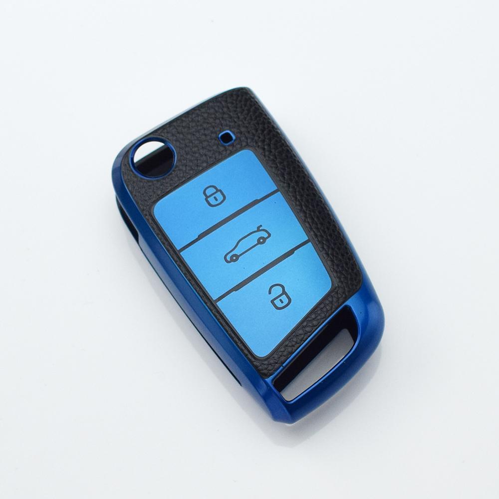 

Для Volkswagen VW Golf 7 MK7 Tiguan для Seat Leon Ibiza Ateca Altea для Skoda Octavia чехол для ключа из ТПУ кожи автомобильные аксессуары синий