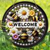 Gardening Wooden Welcome Sign with Bees & Flowers Pattern - Decorative Hanging Plaque Ideal Hanging Ornament