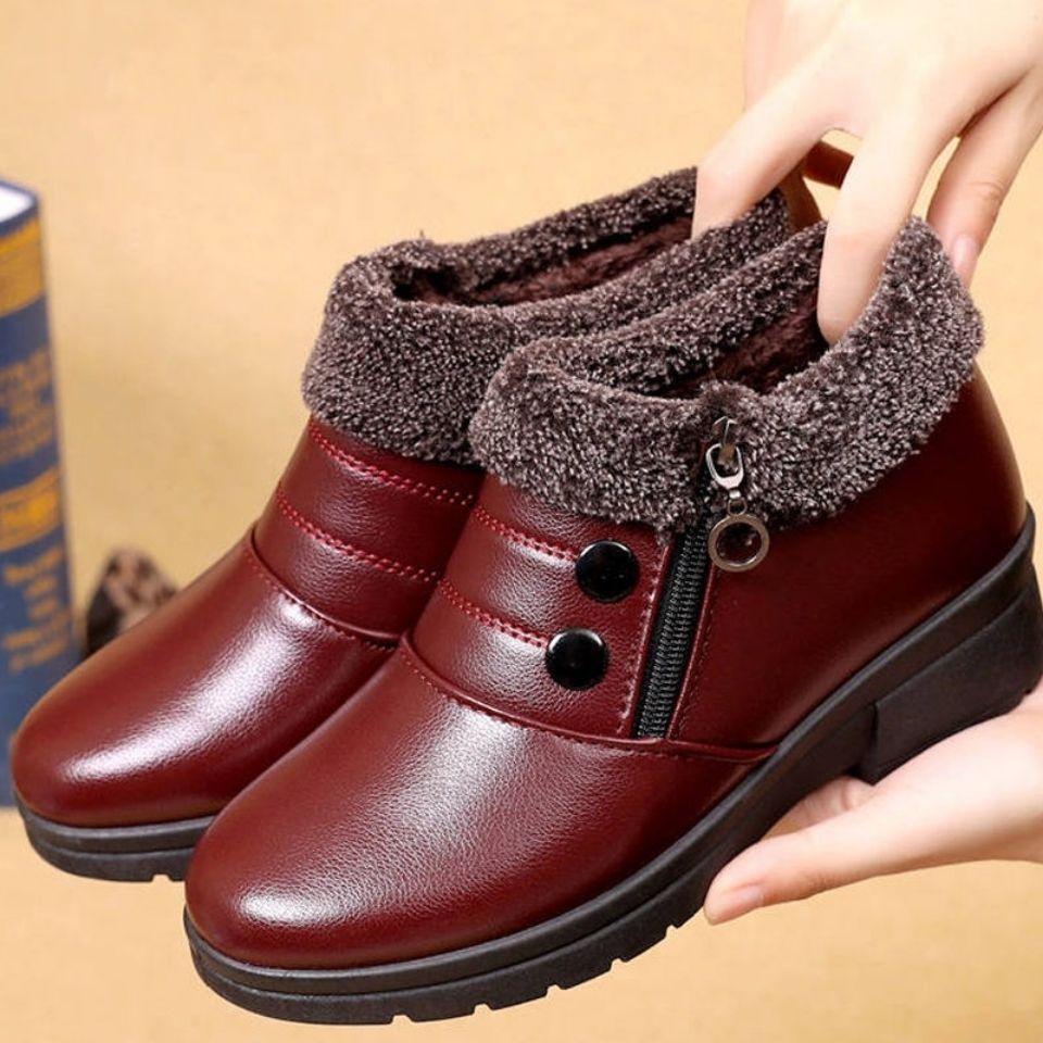 Shoes winter velvet warm snow boots cloth shoes cotton medium non-slip flat bottom short boots nv