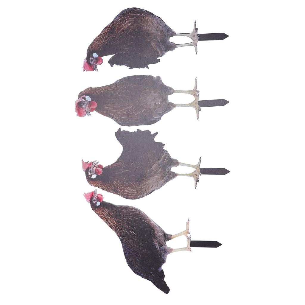 4 Pcs Garden Hen Stakes Colorful Realistic Decorative Acrylic Easy To Install Chicken Yard Decor