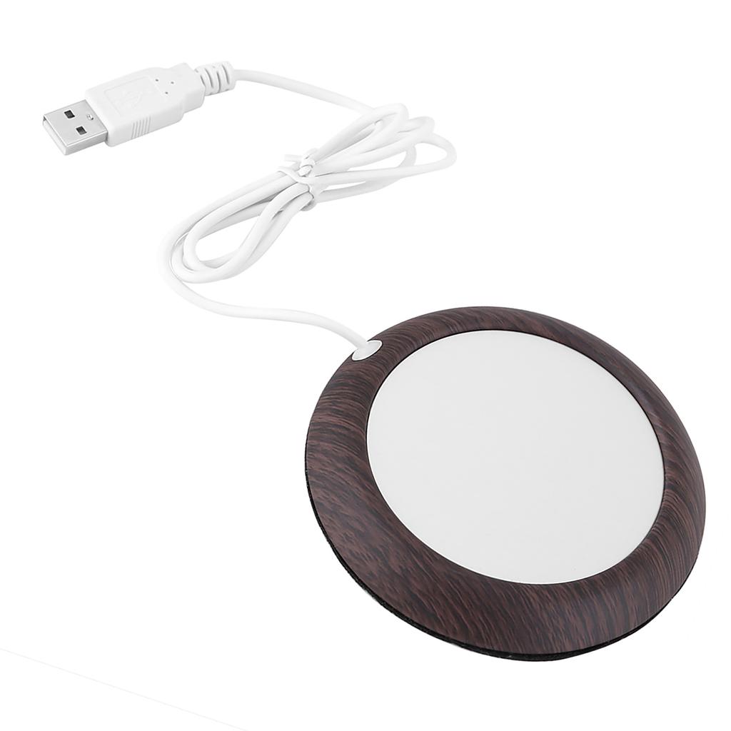 USB Cup Warmer Heat Beverage Mug Mat Office Tea Coffee Heater Pad Dark Wood Grain