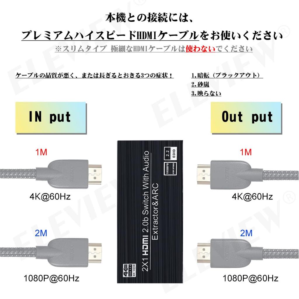 Przełącznik HDMI ELEVIEW z Audio 2 1 Obsługa 4K ARC Optyczne Cyfrowe i Kompatybilne z PS4 Nintendo Fire 1080p Ręczne Pilot Separacja, Wejścia,