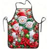 1pc Christmas Snowman Family Design Apron, Sturdy And Easy To Clean, Adjustable Waist, Made of Polyester, Suitable for Cooking, Gardening, Fruit Picki