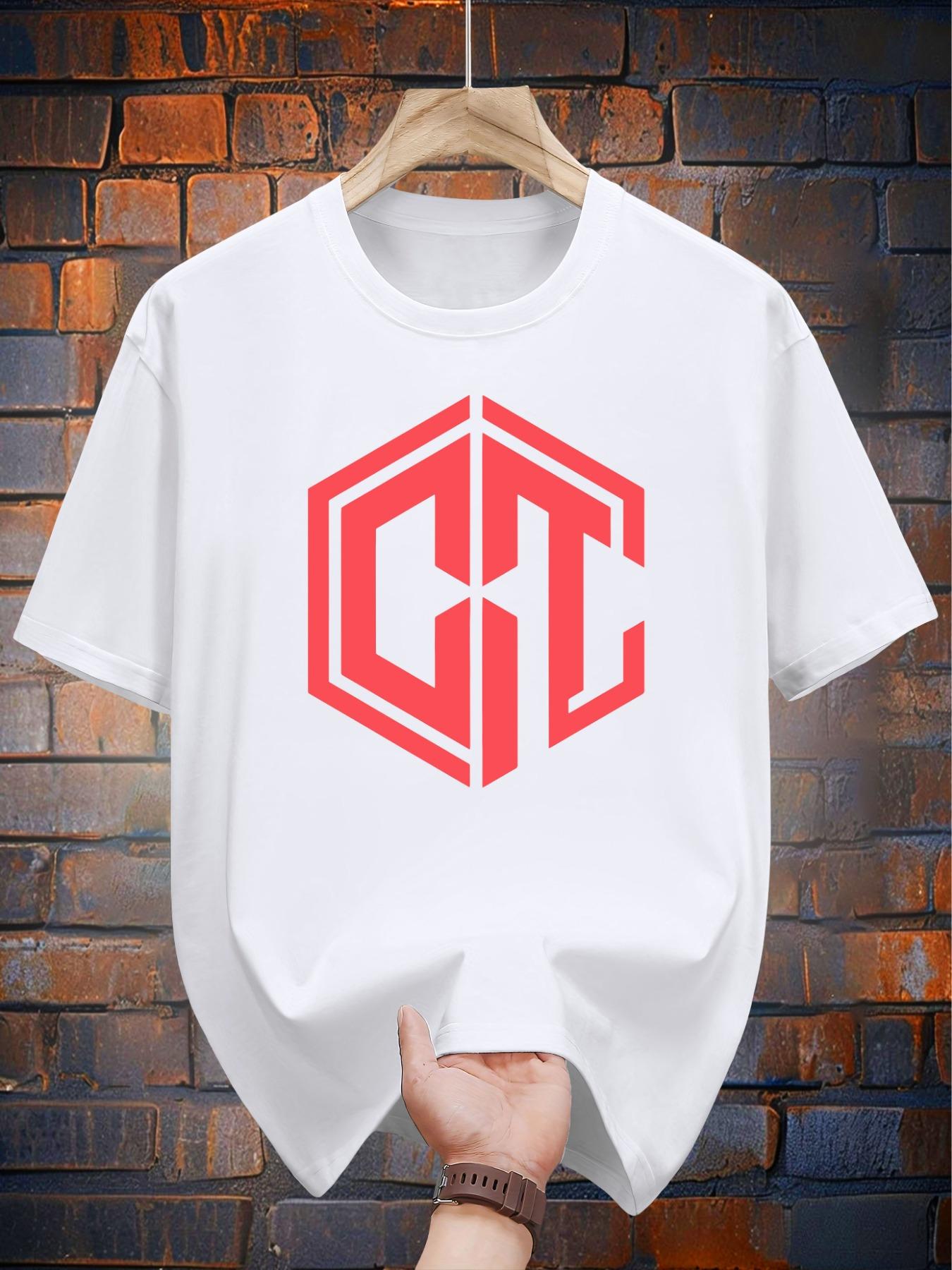200g 100% Cotton Short Sleeve T-shirt - Navy Blue with Red CTTC Graphic Print XXXL