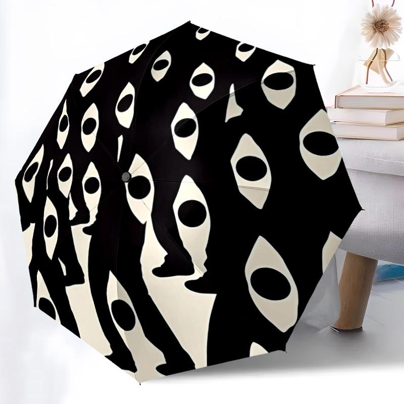 1pc Eyes Silhouettes Automatic Open/Close Umbrella Compact Folding Umbrella, All-Season Portable Umbrella for Women/Men F1124010