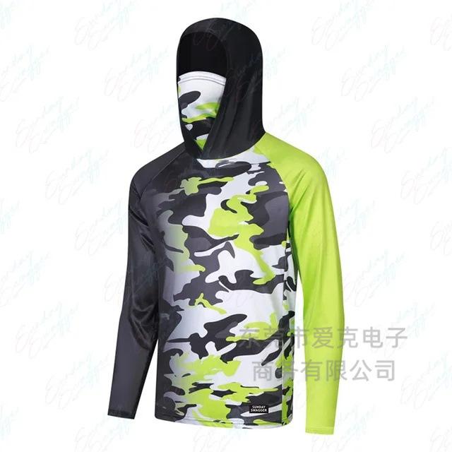 Men's sunscreen clothing summer UV protection breathable quick drying outdoor fishing clothing Luya fishing clothing hooded with mask