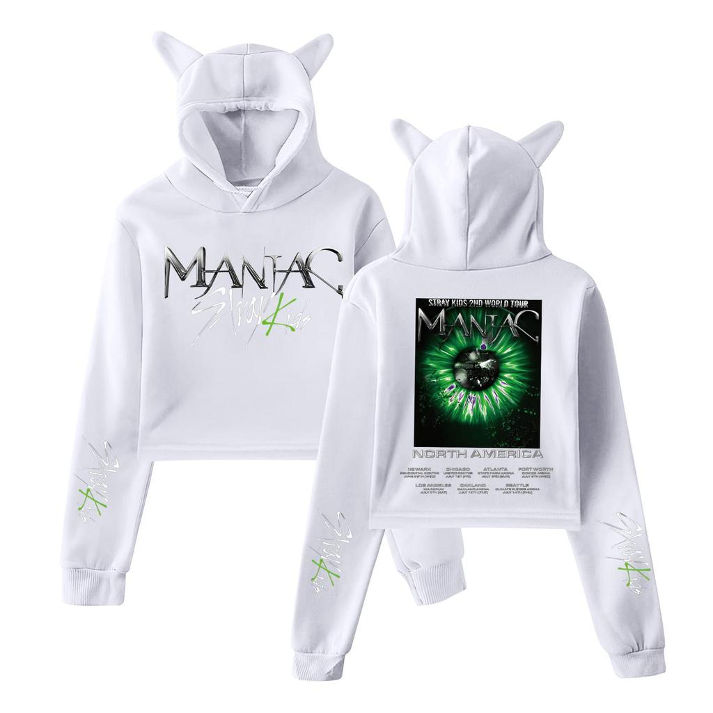 Stilvolles Damen-Kapuzenpullover-Sweatshirt mit Stray Kids-Aufdruck, trendiges langärmeliges Oberteil.