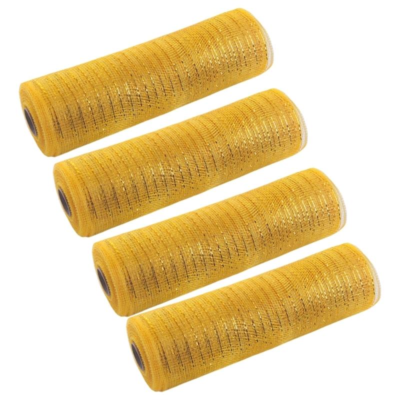 4 Rolls Durable Plastic Mesh Ribbon for Christmas Tree Decoration Perfect for DIY Projects and Festival Home Decors