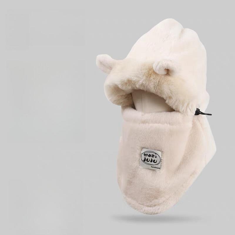 1Pc Winter Cycling Windproof, Cold-Proof, Warm Electric Bike Cover, Plush Neck Scarf/Scarf Integrated Women's Hat