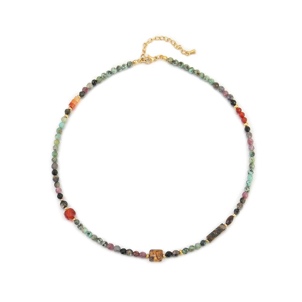 GEMCHIC Women s Vintage African Turquoise Beaded Layered Necklace with Sunflower Pendant
