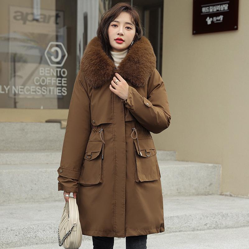 Neue Daunen-Baumwollwattierte Jacke Damen Lang Koreanische Version Lockerer Baumwollwattierter Mantel Winter Verdickung Zum Überstehen des Mantels.