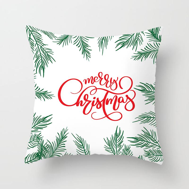 Merry Christmas Printed White Putetrekk Christmas Style Putetrekk Hjem Sofa Dekor Putetrekk