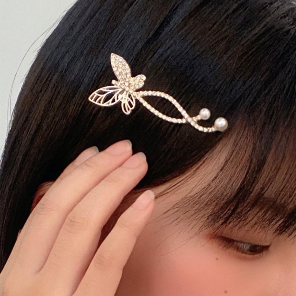 Fashion Design Pearl Zinc Zinc Alloy Korean Style Duckbill Clip Rhinestone Hair Clip Women Hair Accessories