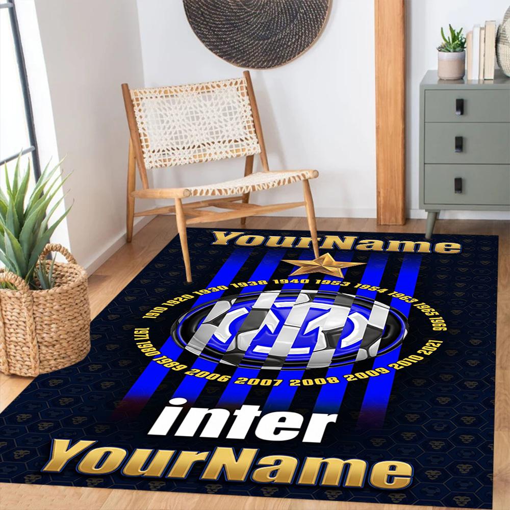 Inter Milan Customized Name Floor Rug Office Rug Perfect for Outdoor Foyer Game Room Living Rooms Antislip Carpet Decorate Offices