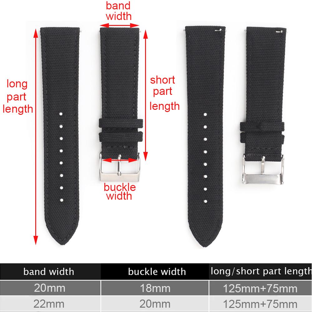 18mm 19mm 20mm 21mm 22mm 24mm Wasserdichtes Segeltuch Uhrenarmband Beidseitiges Nylon Uhrenband Schnellwechselband Sportgürtel Für Herren