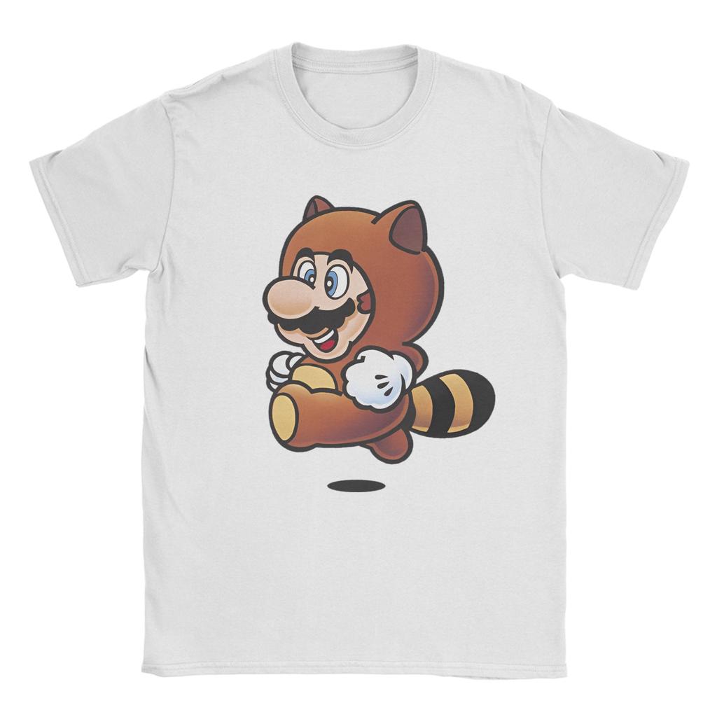 Tanooki Marios T Shirts Mens  Cotton Funny TShirts Round Neck  Tee Shirt Short Sleeve Tops Adult